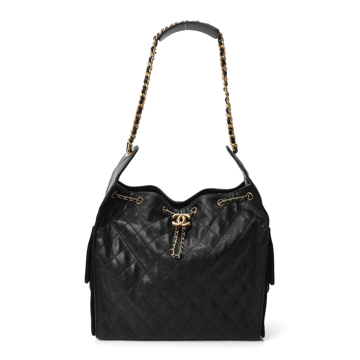 Caviar Quilted Medium Chanel 25 Handbag Black