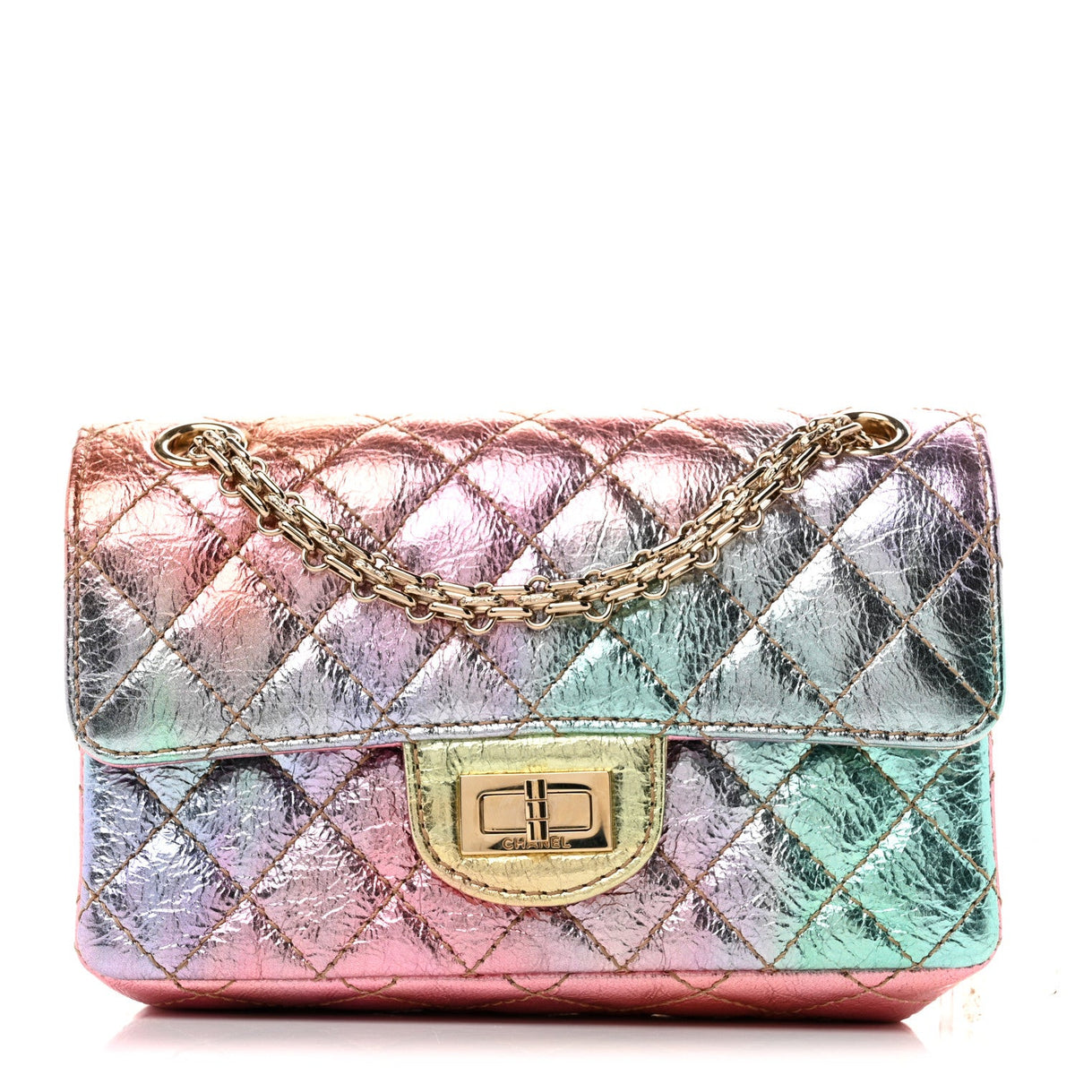 Metallic Goatskin Quilted Mini 2.55 Reissue Flap Multicolor