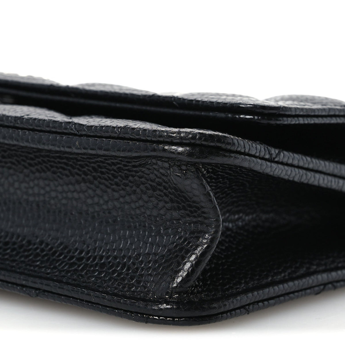 Caviar Quilted Wallet on Chain WOC Black