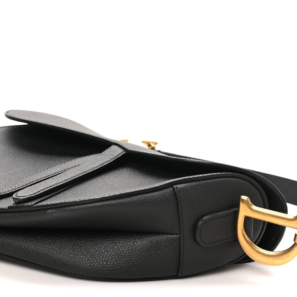 Grained Calfskin Saddle Bag Black