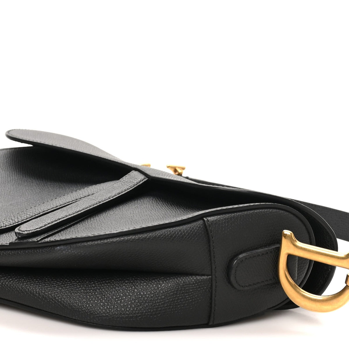 Grained Calfskin Saddle Bag Black