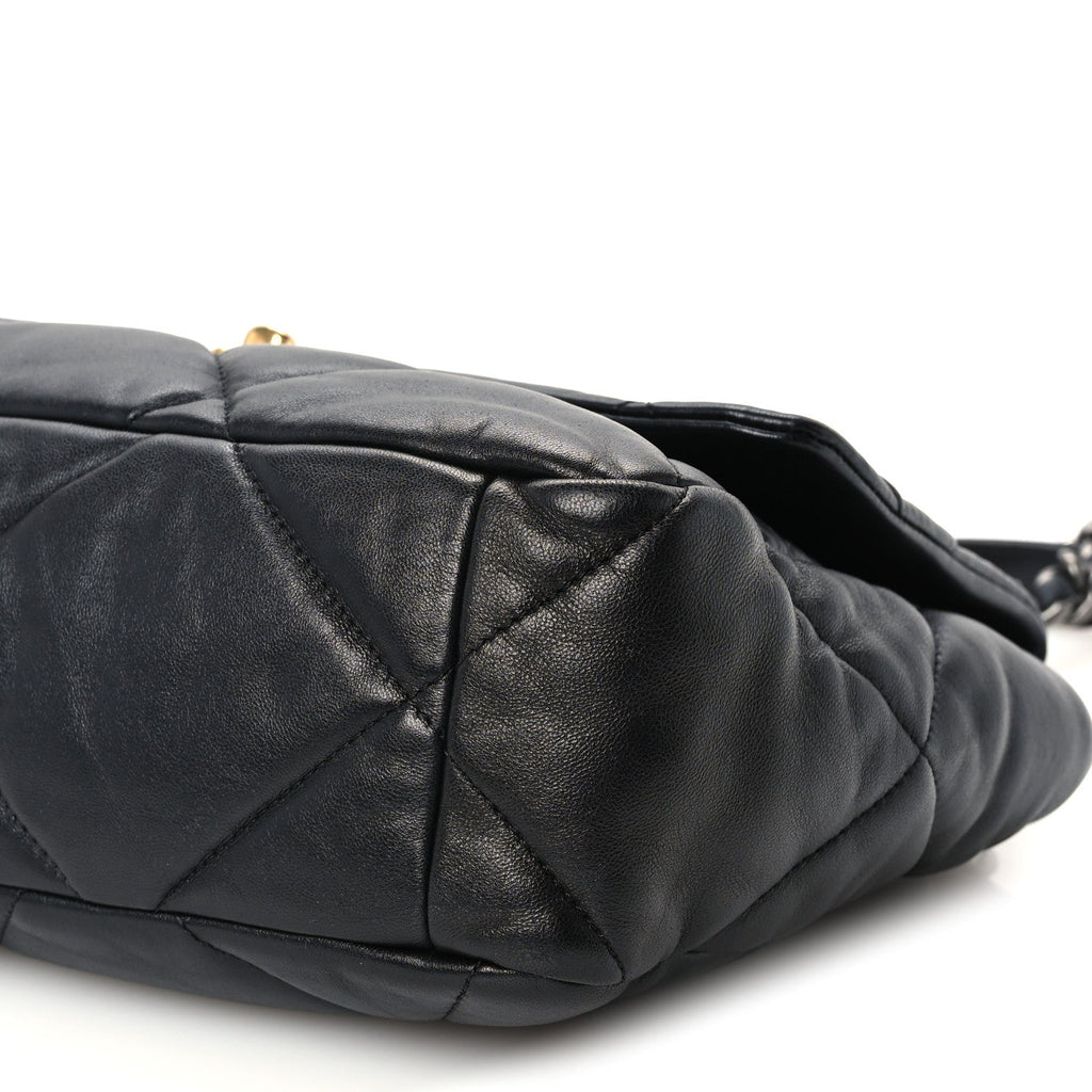 Goatskin Quilted Large Chanel 19 Flap Black