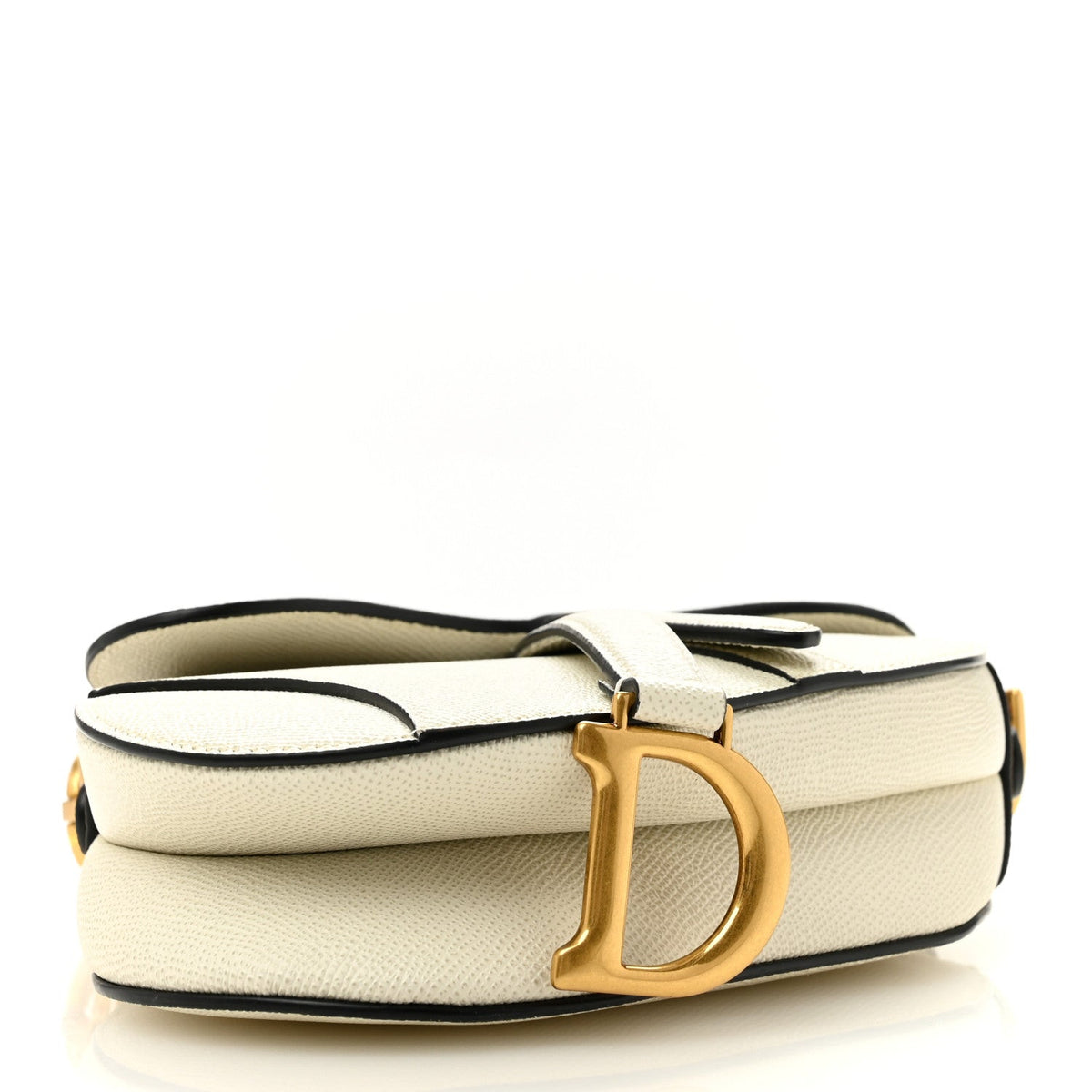 Grained Calfskin Mini Saddle Bag With Strap Latte