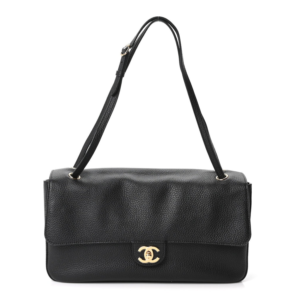 Grained Calfskin Small Souplissimo Maxi Flap Black