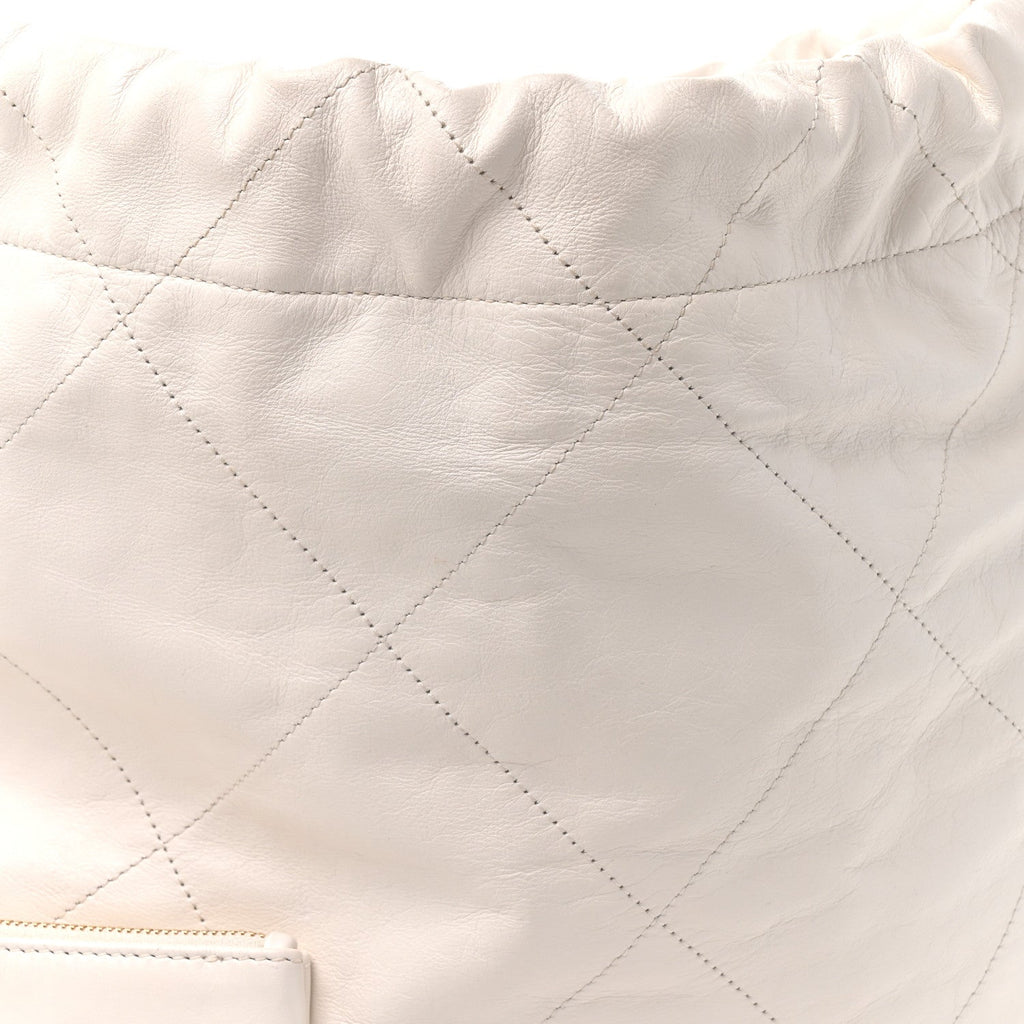 Shiny Calfskin Quilted Small Chanel 22 White