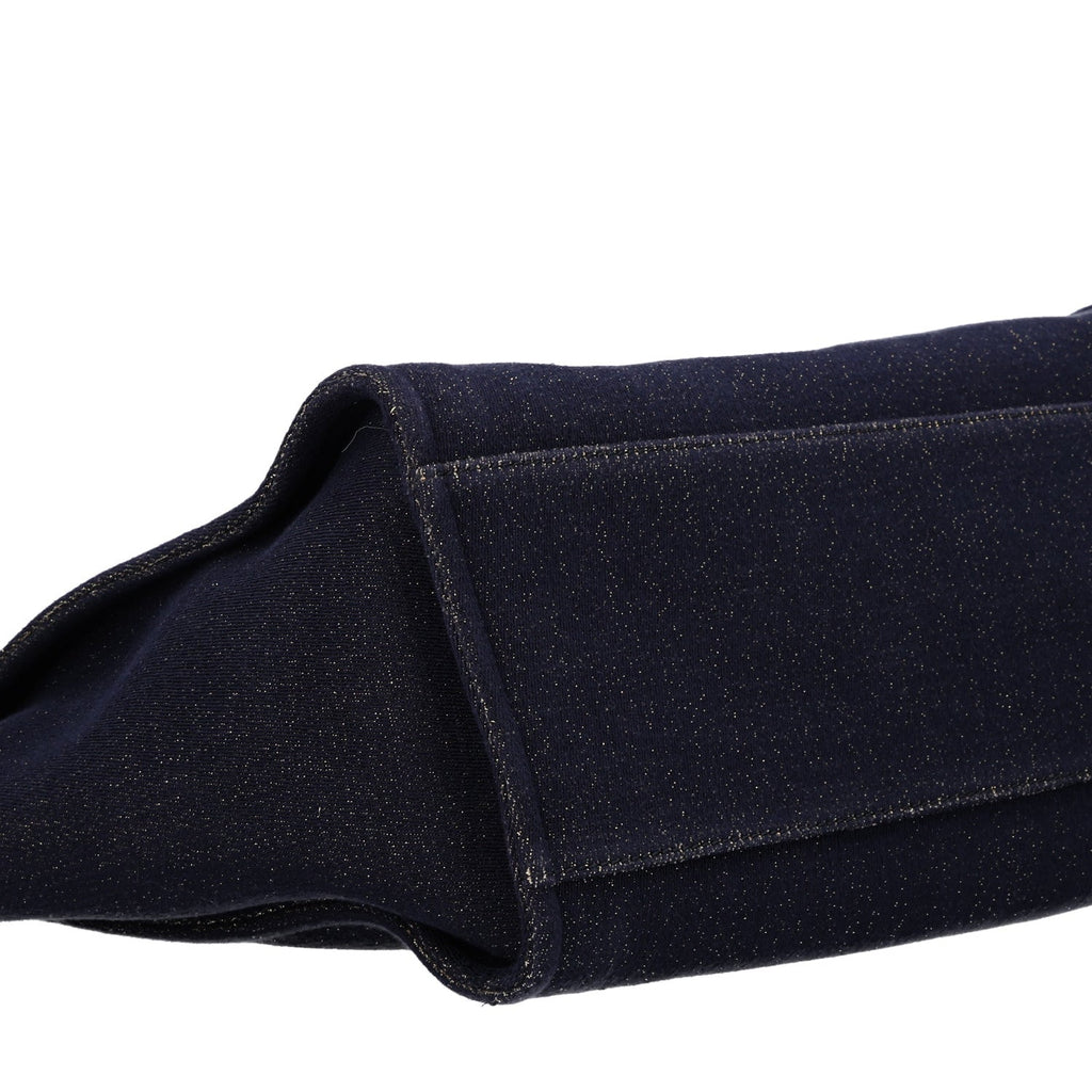 Lurex Canvas Medium Deauville Tote Navy Blue Gold