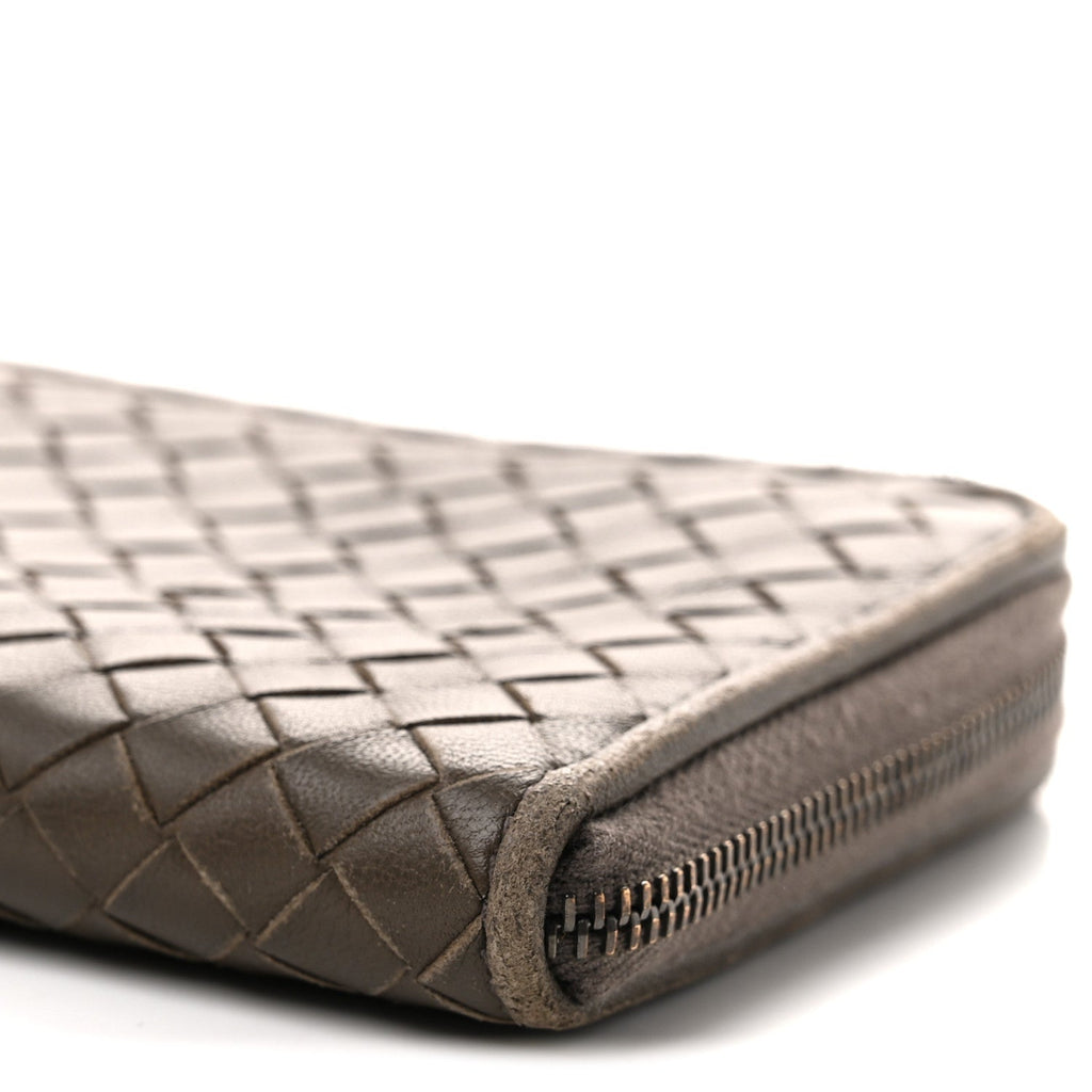 Nappa Intrecciato Zip Around Wallet Mud