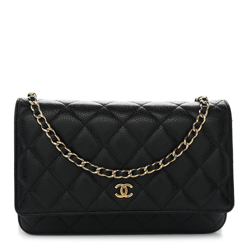 Caviar Quilted Wallet on Chain WOC Black