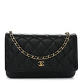 Caviar Quilted Wallet on Chain WOC Black