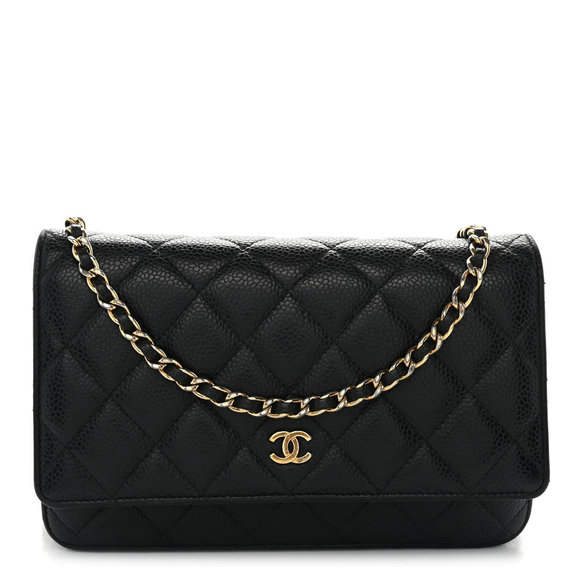 Caviar Quilted Wallet on Chain WOC Black