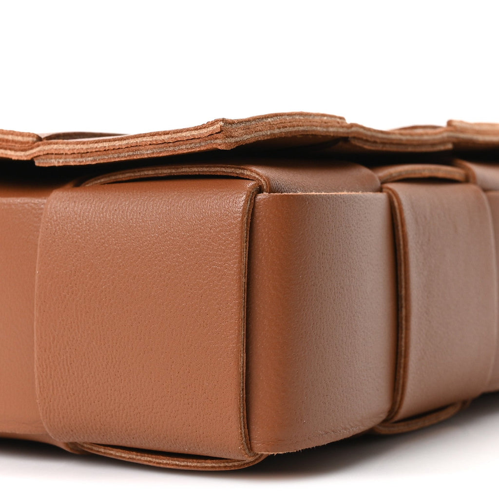 Lambskin Maxi Intrecciato Cassette Crossbody Bag Caramel