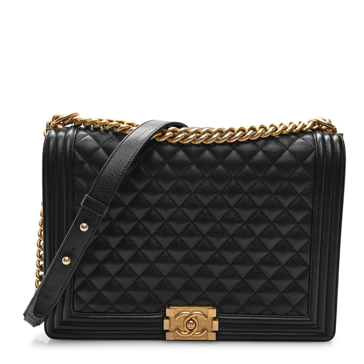 Caviar Quilted Large Boy Flap Black