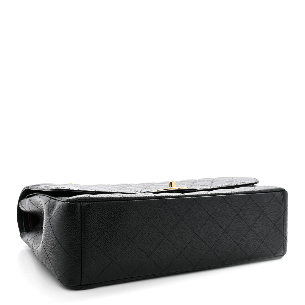 Caviar Quilted Maxi Double Flap Black