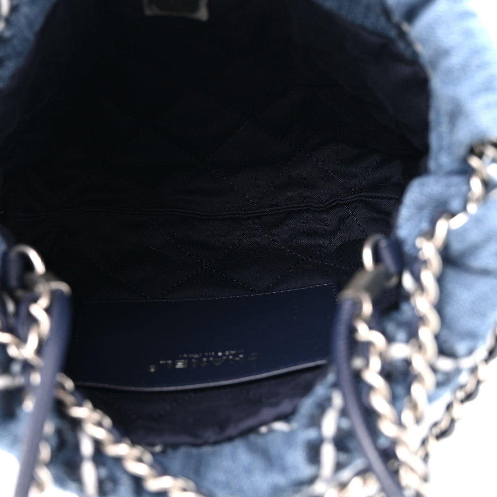 Denim Stitched Quilted Mini Chanel 22 Blue