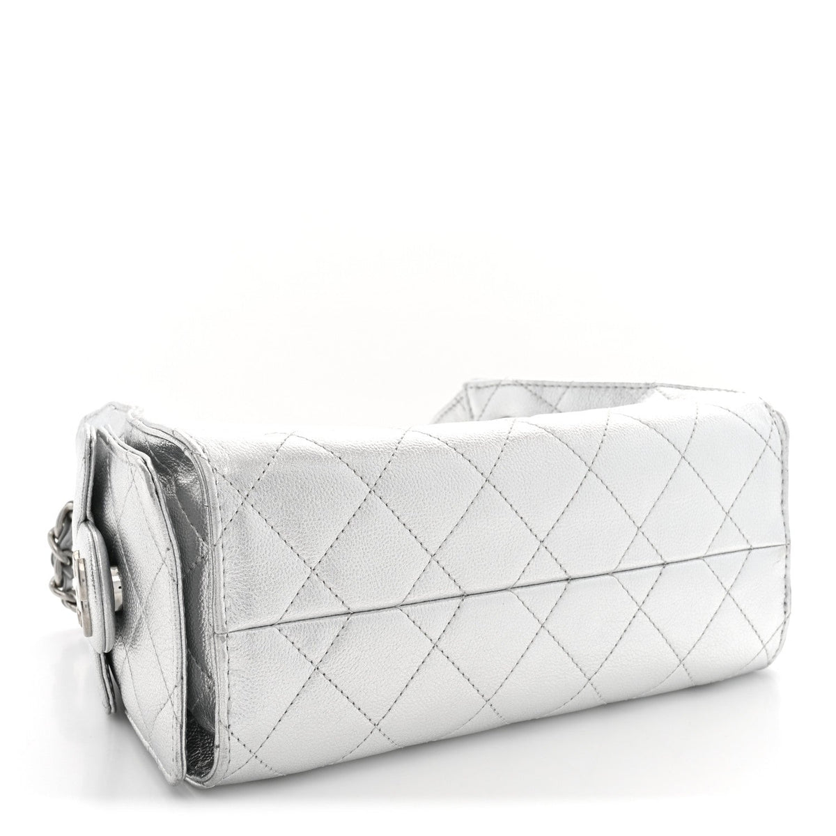 Metallic Caviar Quilted Mini Chanel 25 Handbag Silver
