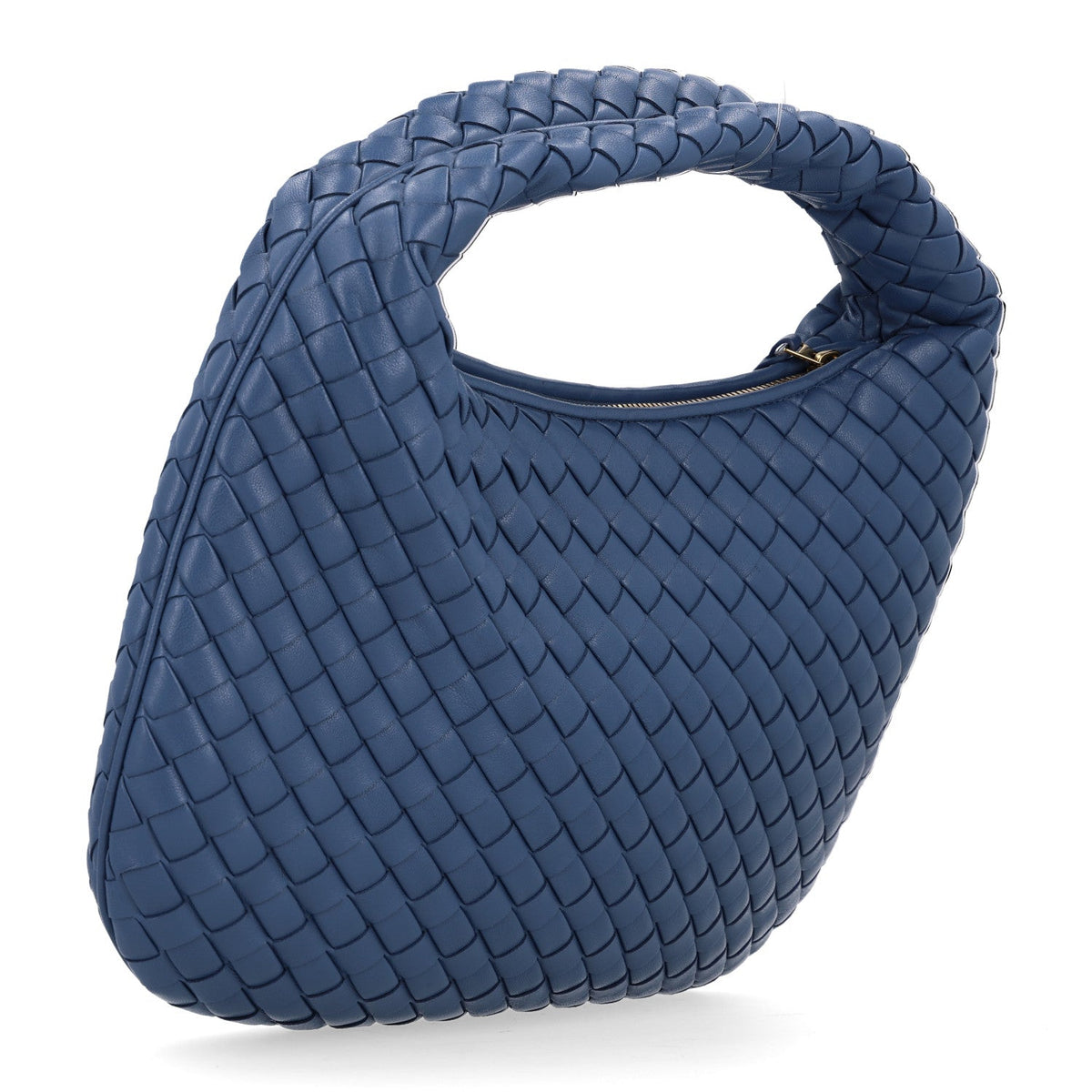 Supple Nappa Intrecciato Padded Small Veneta Hobo Blue Venezia