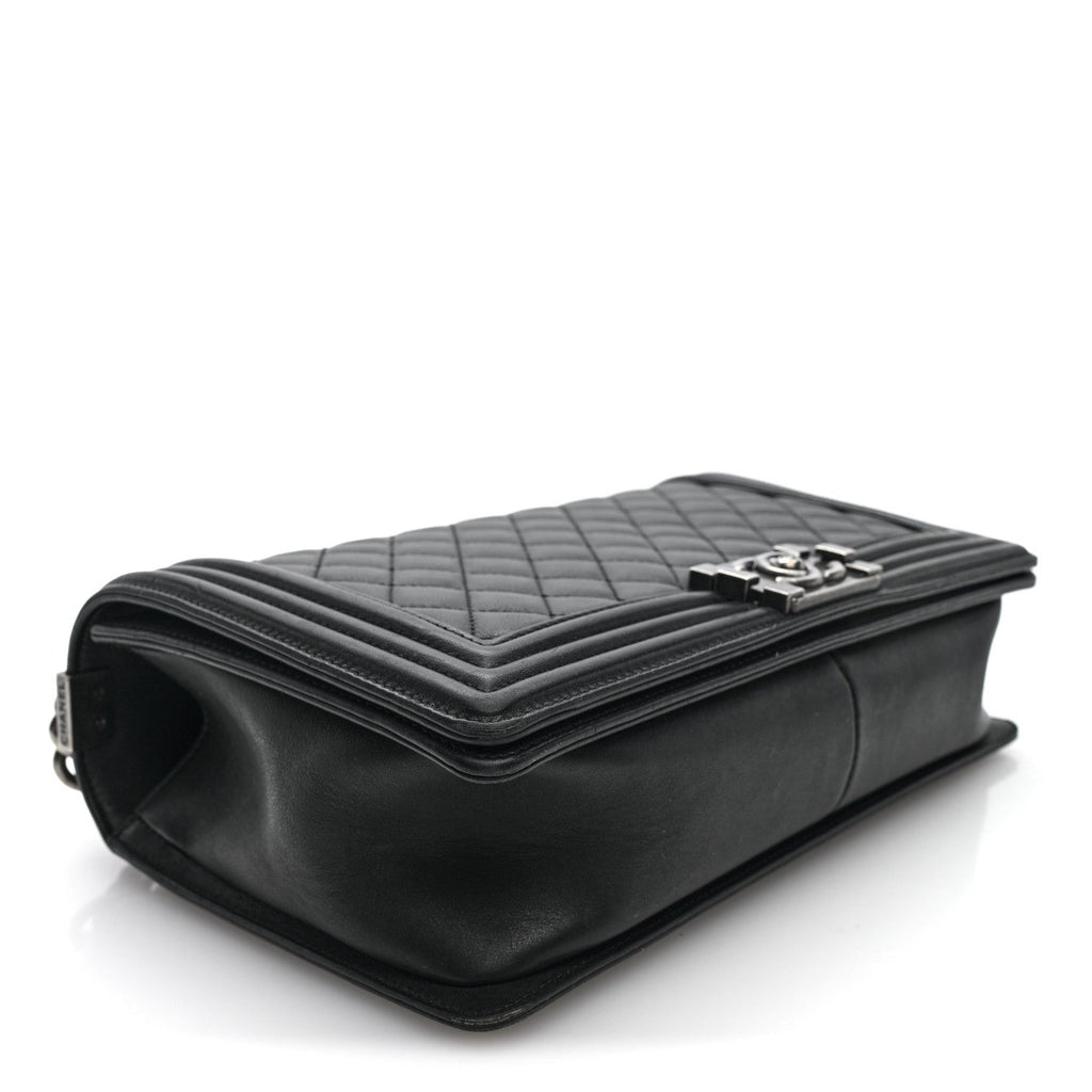 Lambskin Quilted New Medium Boy Flap Black