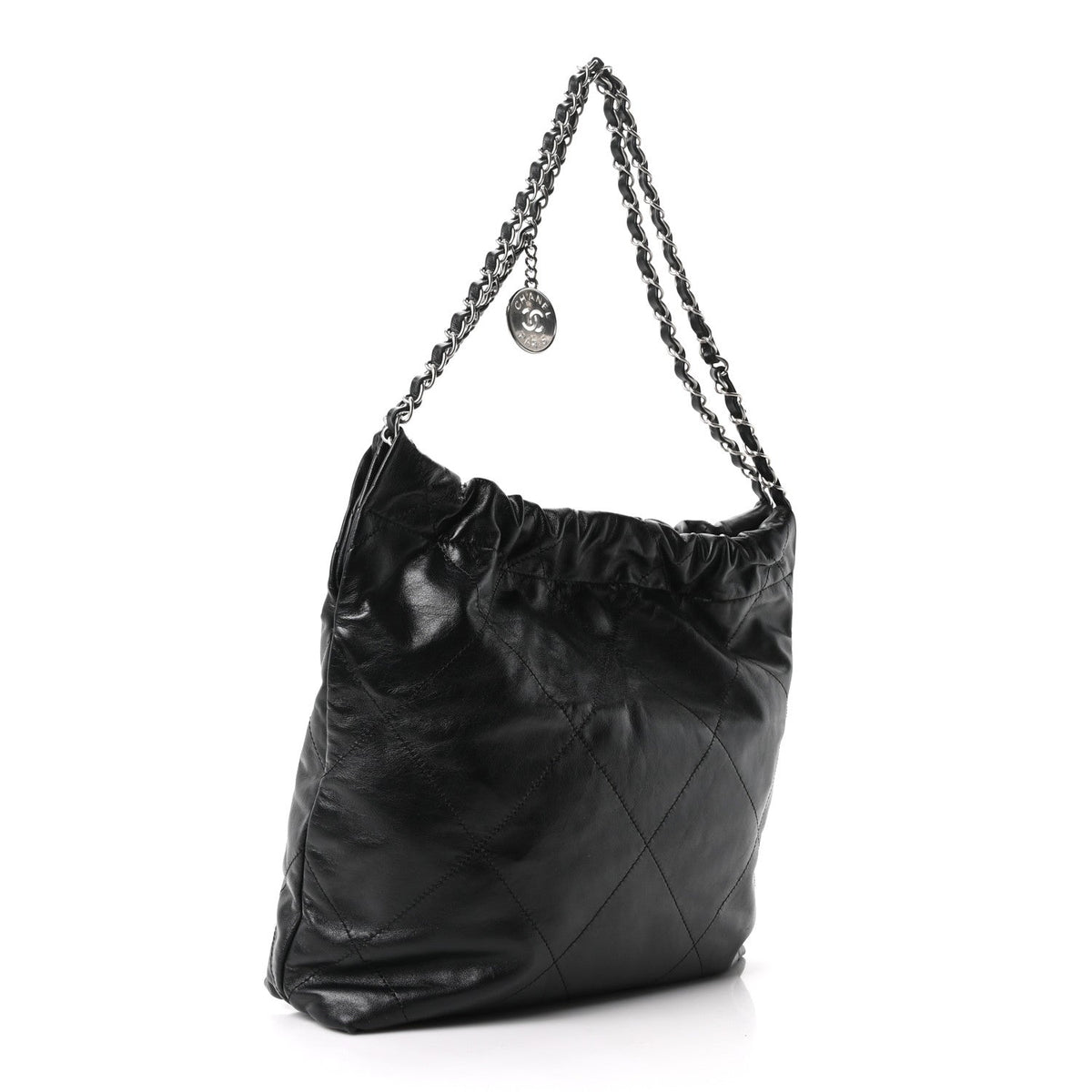 Shiny Calfskin Quilted Small Chanel 22 Black