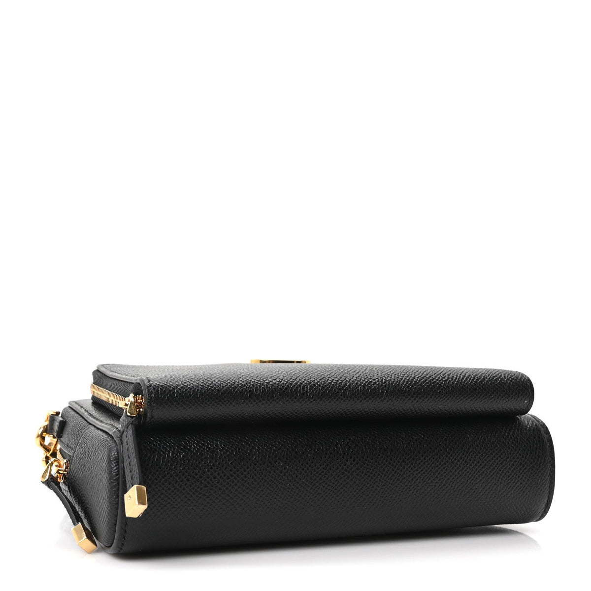 Grained Calfskin Caro Double Pouch Black
