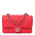 Caviar Quilted Mini Rectangular Flap Light Red
