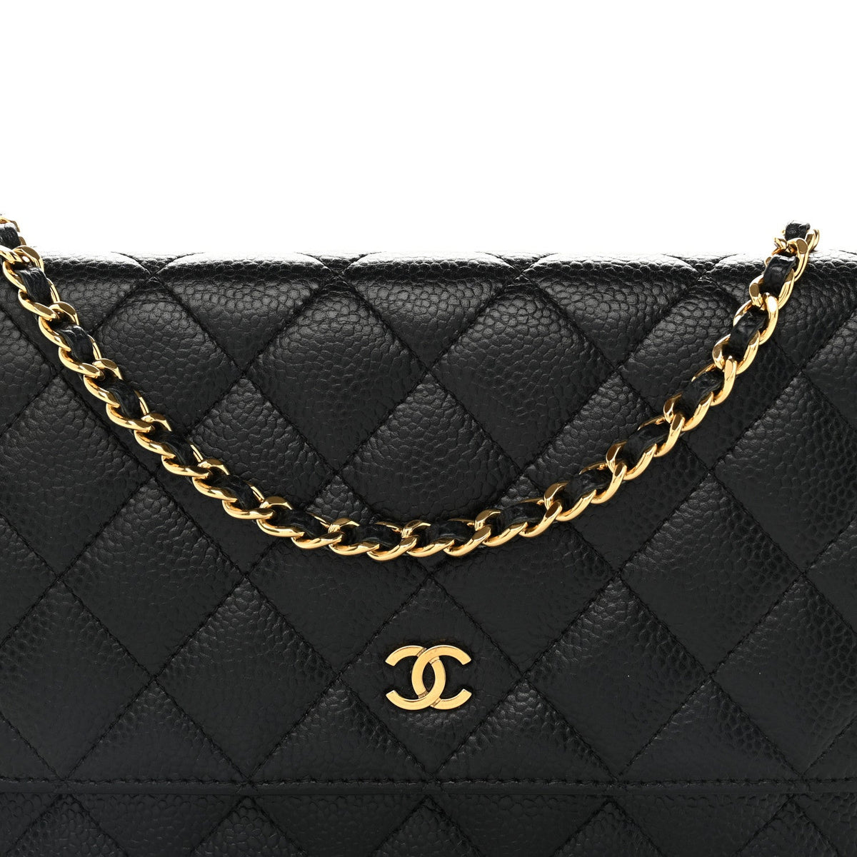 Caviar Quilted Wallet on Chain WOC Black