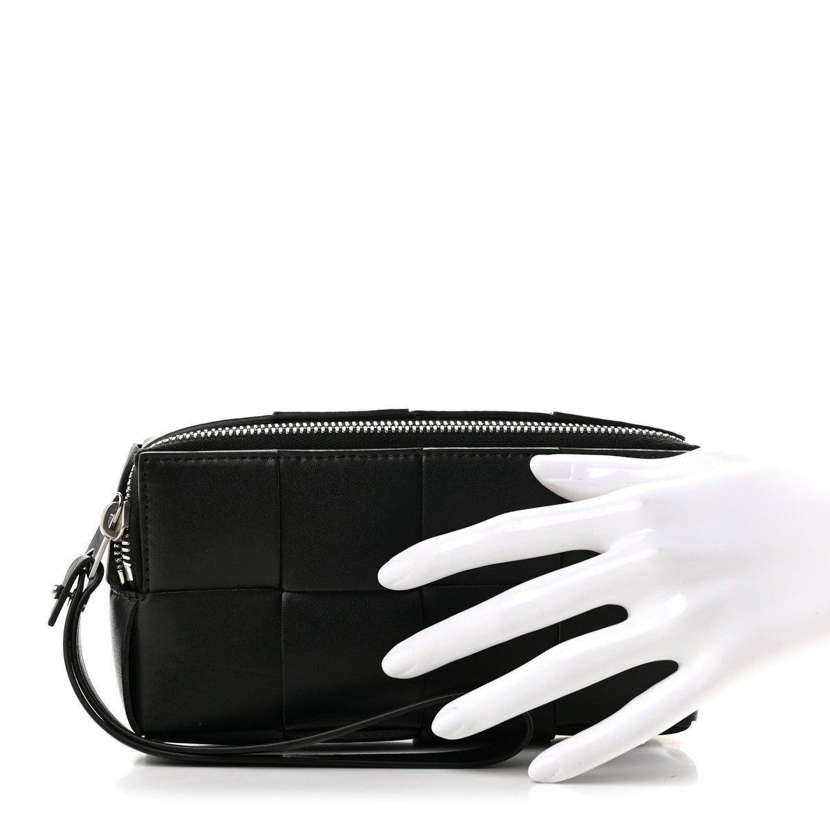 Nappa Maxi Intrecciato Cassette Wristlet Pouch Dark Moss