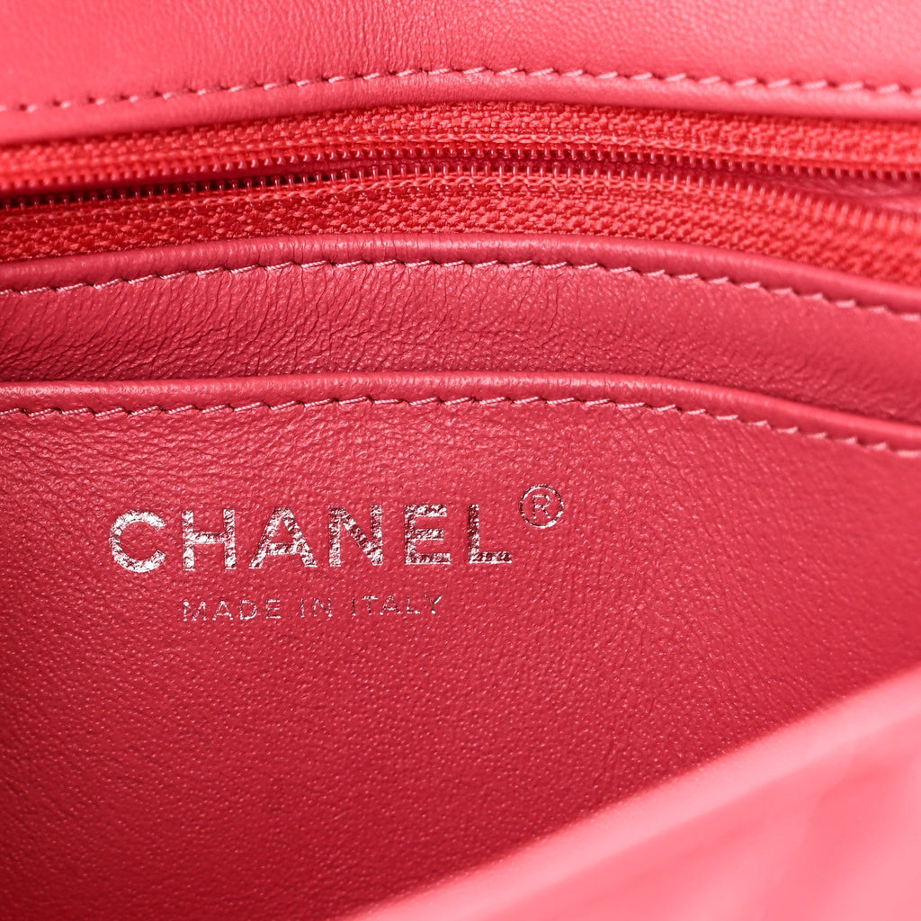 Lambskin Quilted Mini Rectangular Flap Pink