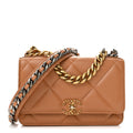 Lambskin Quilted Chanel 19 Wallet On Chain WOC Brown
