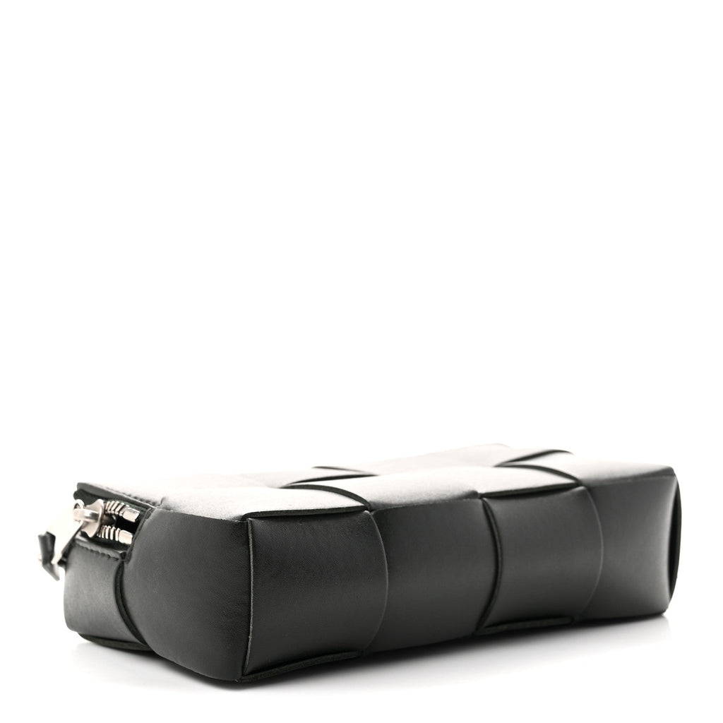 Nappa Maxi Intrecciato Cassette Wristlet Pouch Dark Moss