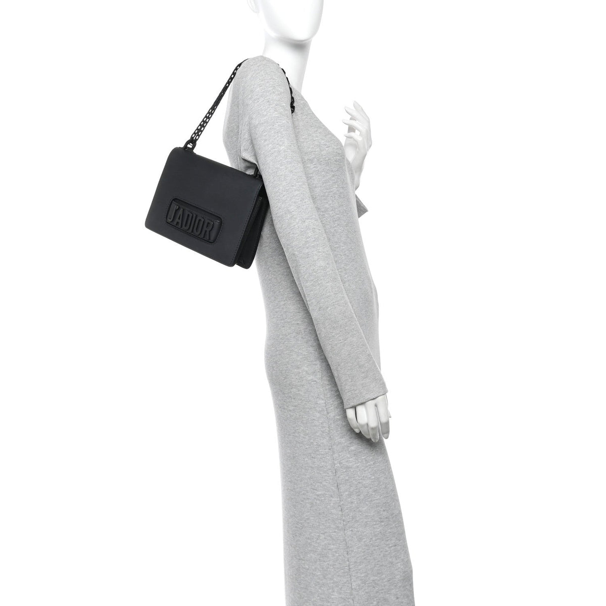 Ultra Matte Calfskin J'Adior Chain Flap Bag Black