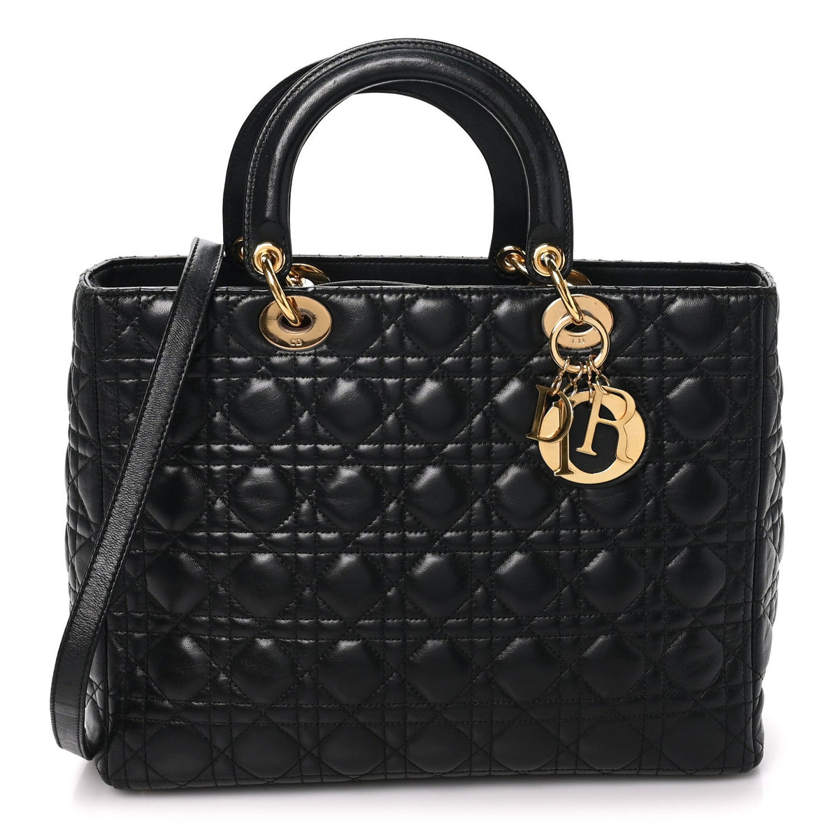 Lambskin Cannage Large Lady Dior Black