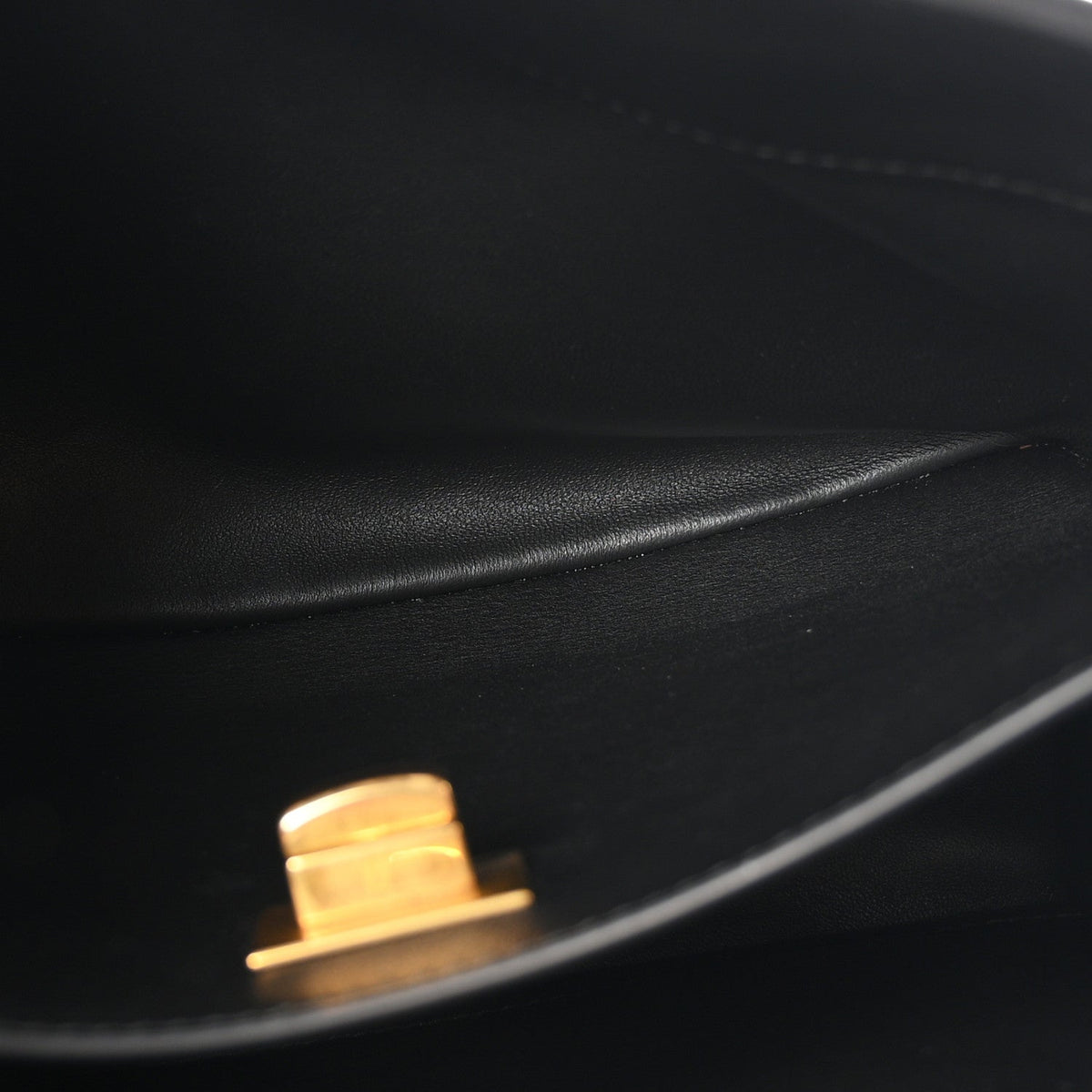 Natural Smooth Calfskin Mini Rodeo Top Handle Handbag Black