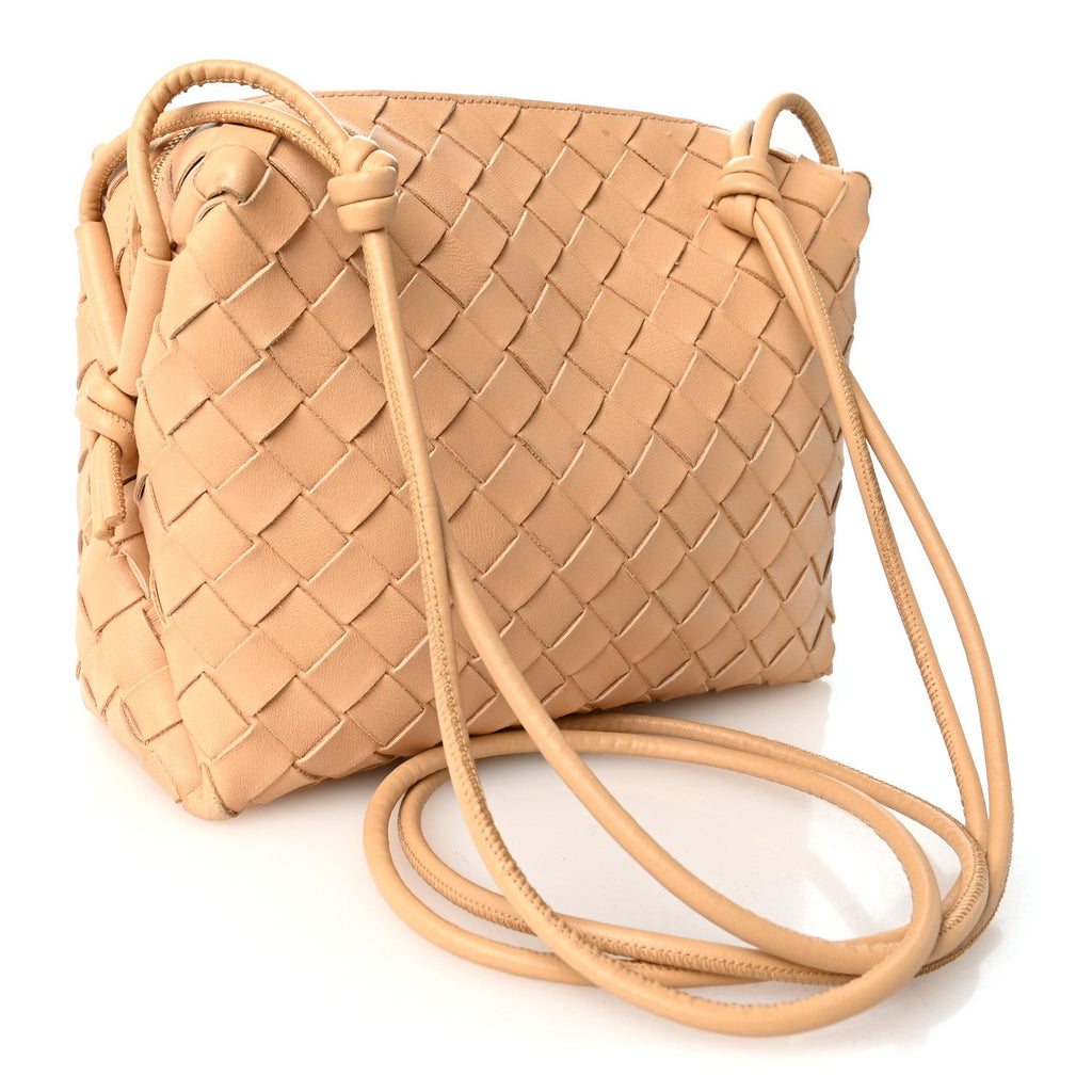 Nappa Intrecciato Small Loop Camera Bag Almond
