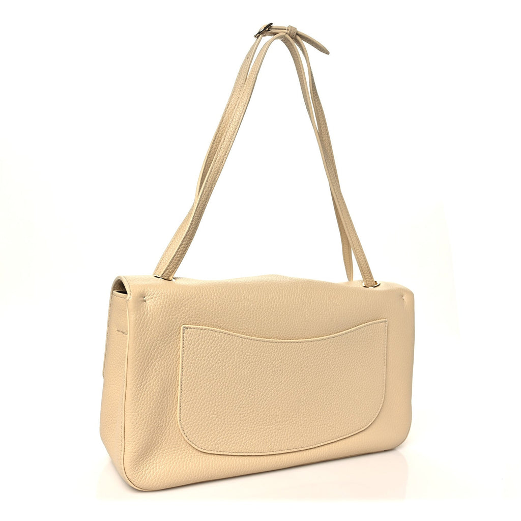 Grained Calfskin Small Souplissimo Maxi Flap Beige