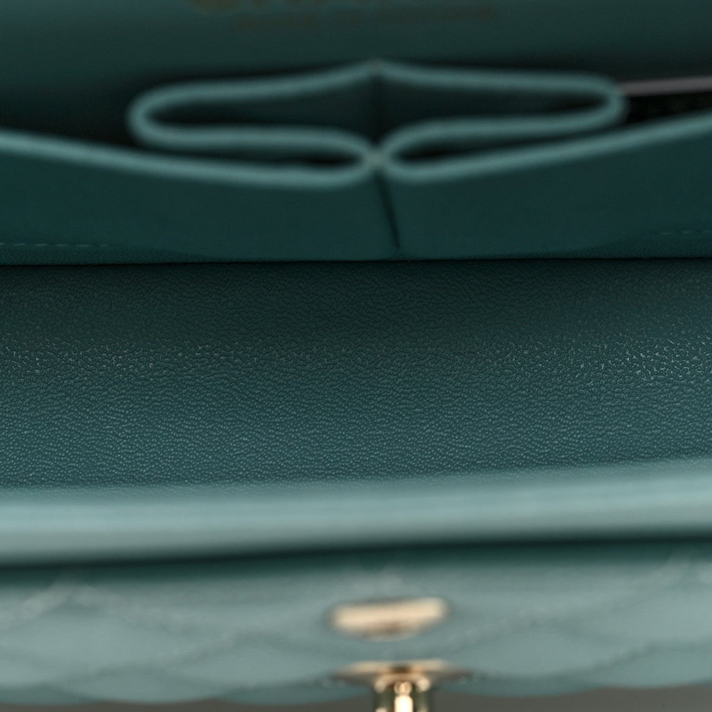 Caviar Quilted Small Double Flap Light Blue