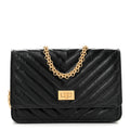 Aged Calfskin Chevron Quilted Reissue Wallet On Chain WOC Black