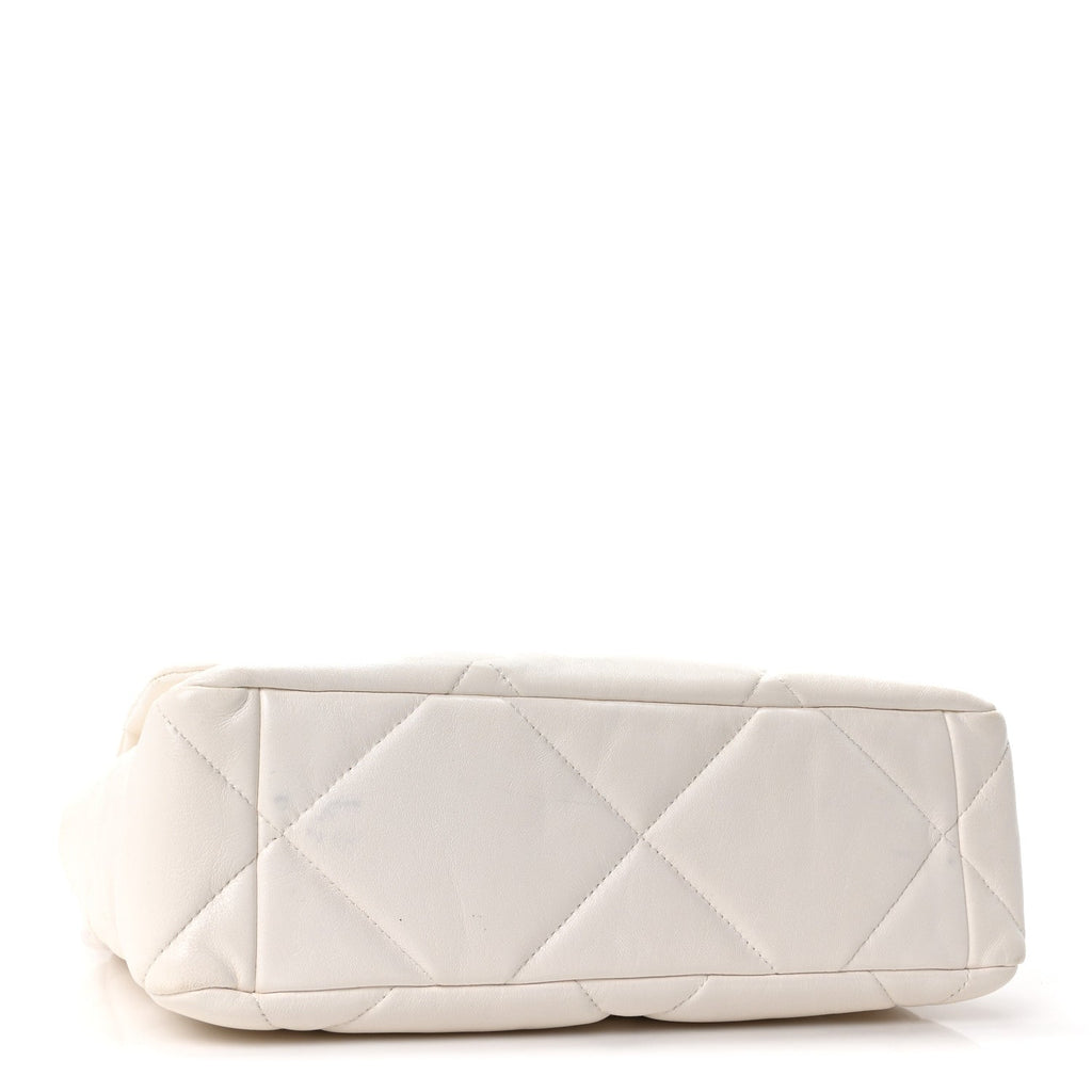 Lambskin Quilted Large Chanel 19 Flap White