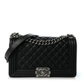 Calfskin Quilted Medium Boy Flap Black