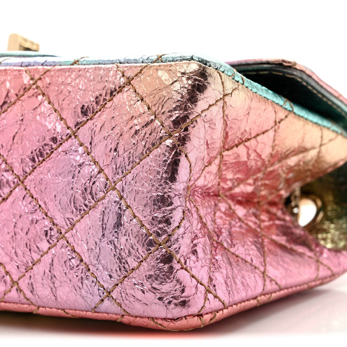 Metallic Goatskin Quilted Mini 2.55 Reissue Flap Multicolor