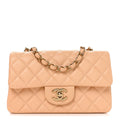 Lambskin Quilted Mini Rectangular Flap Beige