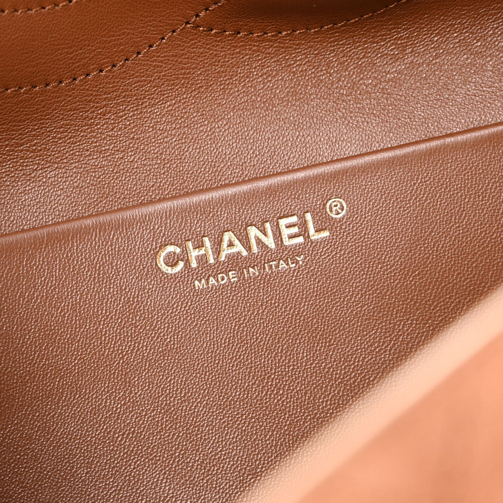 Suede Calfskin Small Souplissimo Maxi Flap Camel