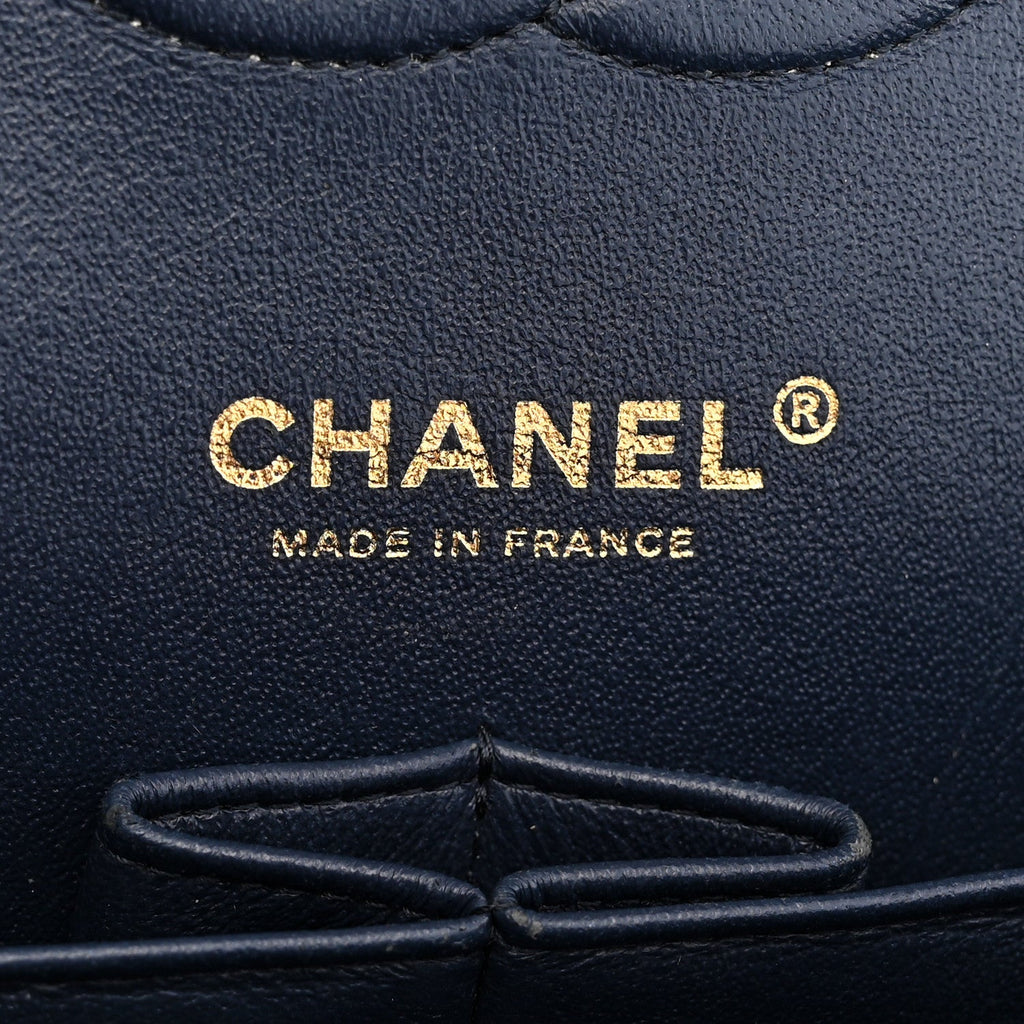 Caviar Quilted Medium Double Flap Navy