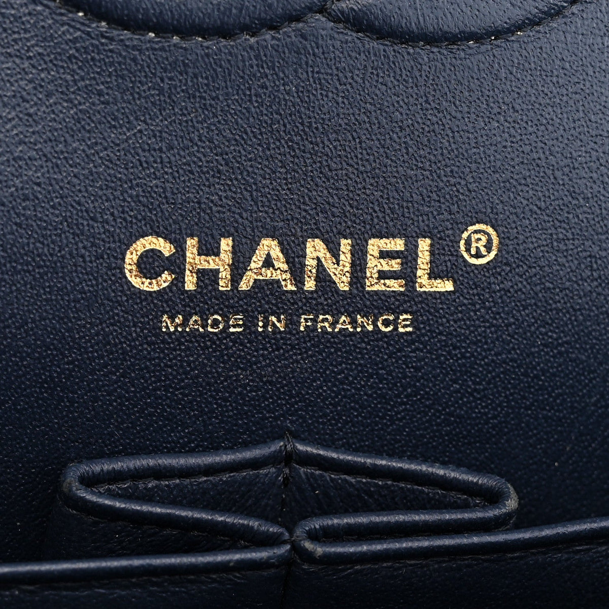Caviar Quilted Medium Double Flap Navy