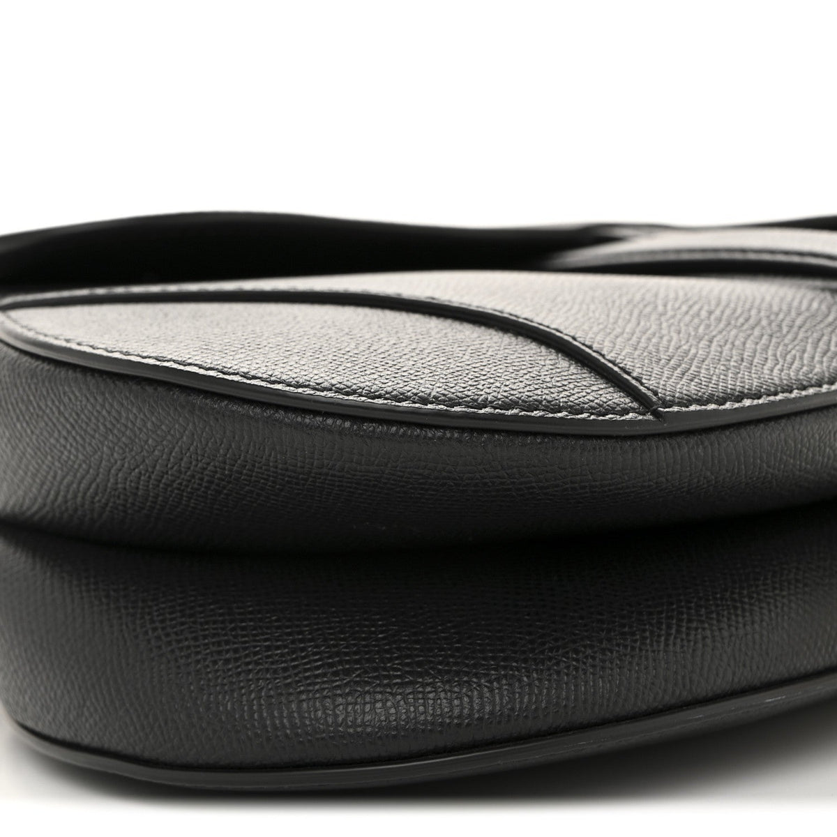 Grained Calfskin Saddle Bag Black
