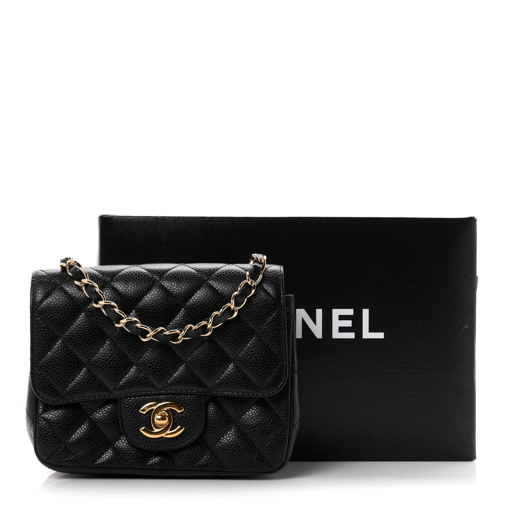 Caviar Quilted Mini Square Flap Black