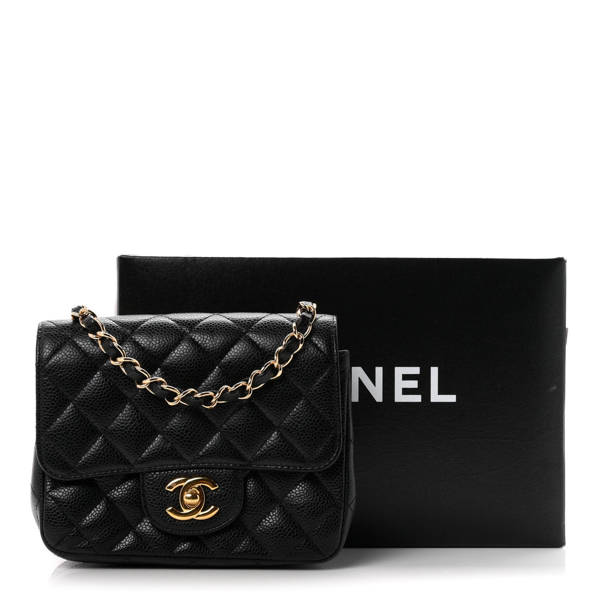 Caviar Quilted Mini Square Flap Black