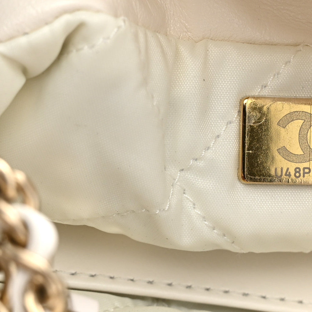 Calfskin Eyelet Mini Chanel 22  White