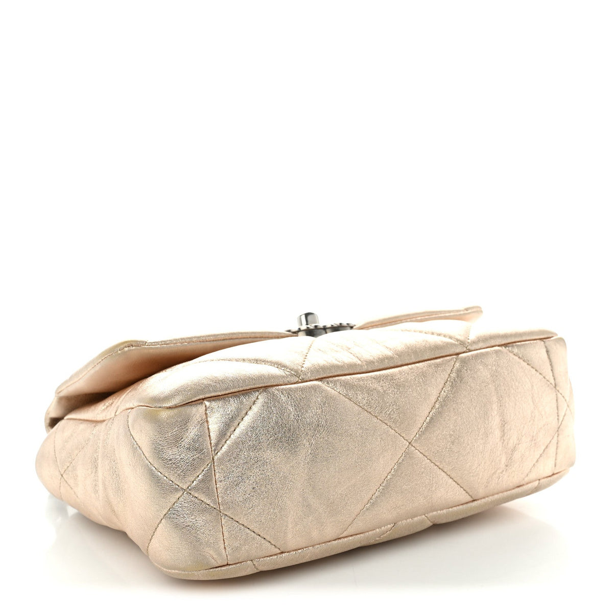 Metallic Lambskin Quilted Medium Chanel 19 Flap Gold