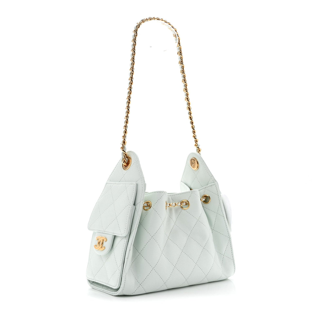 Caviar Quilted Mini Chanel 25 Handbag Light Blue