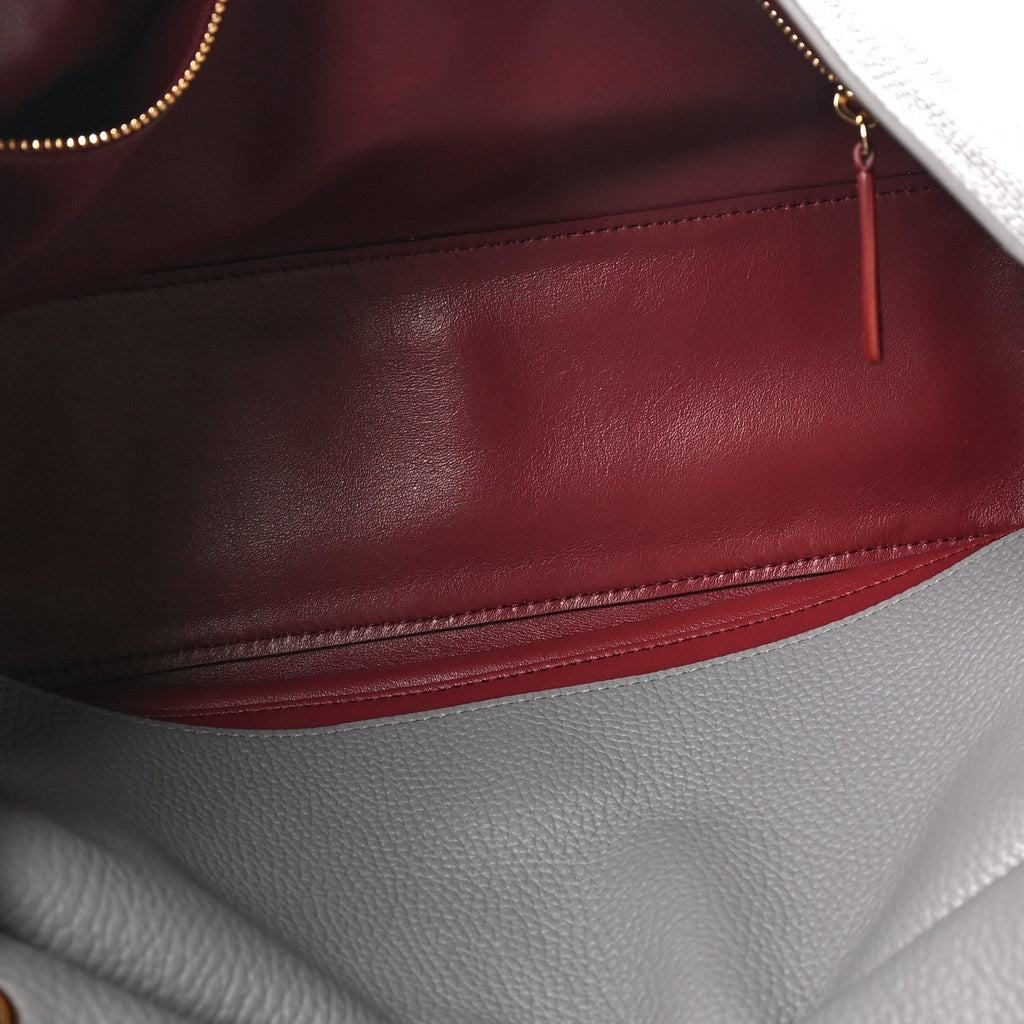 Grained Calfskin Small Souplissimo Maxi Flap Grey